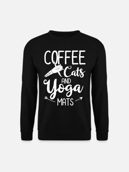 Yoga Katze Anfänger Workout Posen Zitat Meditation - Unisex Pullover - Schwarz