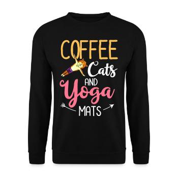 Yoga Cat Débutant Séances d’entraînement Citation Méditation - Sweat-shirt Unisexe - noir - Devant - Alina (178cm) & Michal (187cm)