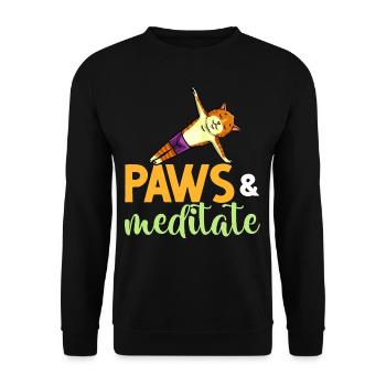 Yoga Cat Débutant Séances d’entraînement Citation Méditation - Sweat-shirt Unisexe - noir - Devant - Alina (178cm) & Michal (187cm)