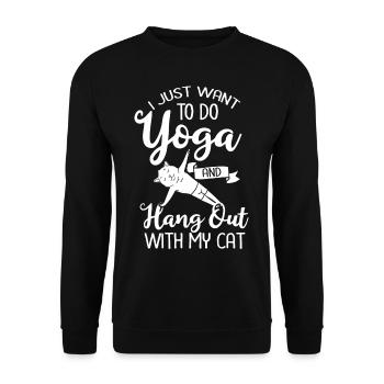 Yoga Cat Débutant Séances d’entraînement Citation Méditation - Sweat-shirt Unisexe - noir - Devant - Alina (178cm) & Michal (187cm)