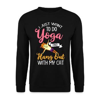 Yoga Cat Débutant Séances d’entraînement Citation Méditation - Sweat-shirt Unisexe - noir - Devant - Alina (178cm) & Michal (187cm)