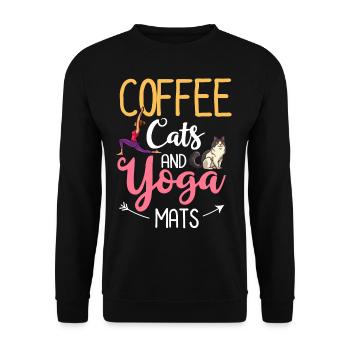Yoga Cat Débutant Séances d’entraînement Citation Méditation - Sweat-shirt Unisexe - noir - Devant - Alina (178cm) & Michal (187cm)