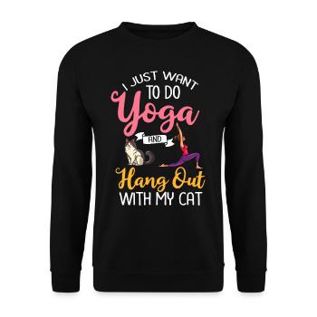 Yoga Cat Débutant Séances d’entraînement Citation Méditation - Sweat-shirt Unisexe - noir - Devant - Alina (178cm) & Michal (187cm)