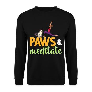 Yoga Cat Débutant Séances d’entraînement Citation Méditation - Sweat-shirt Unisexe - noir - Devant - Alina (178cm) & Michal (187cm)