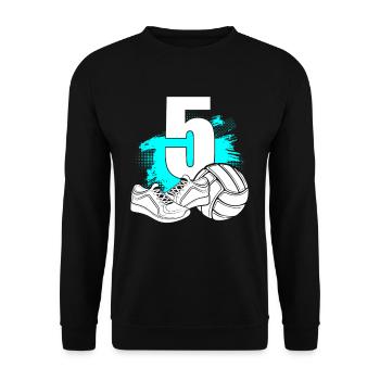 Volleyball 5 Years Old Volleyballer 5th Birthday - Unisex Pullover - Schwarz - Vorne - Alina (178cm) & Michal (187cm)