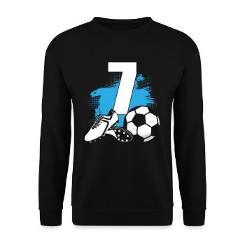 Soccer Ball 7 Years Old Footballer - Unisex Sweatshirt - black - Front - Alina (178cm) & Michal (187cm)