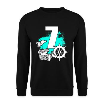 Pirate 7 ans - Sweat-shirt Unisexe - noir - Devant - Alina (178cm) & Michal (187cm)