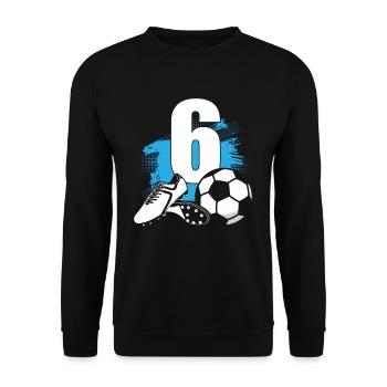 Fußball 6 Jahre alter Fußballer 6.Geburtstag - Unisex Pullover - Schwarz - Vorne - Alina (178cm) & Michal (187cm)