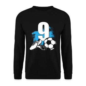 Fußball 9 Jahre alter Fußballer 9.Geburtstag - Unisex Pullover - Schwarz - Vorne - Alina (178cm) & Michal (187cm)