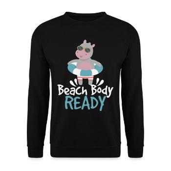 Body Ready Cute Hippo - Unisex Sweatshirt - black - Front - Alina (178cm) & Michal (187cm)