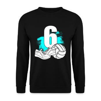 Volleyball 6 years old Volleyball player 6th birthday - Unisex Sweatshirt - black - Front - Alina (178cm) & Michal (187cm)
