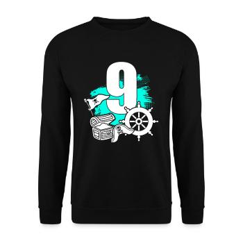 Pirate 9 years old pirates treasure 9th birthday - Unisex Sweatshirt - black - Front - Alina (178cm) & Michal (187cm)