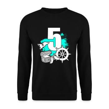 Pirate 5 year old pirates treasure 5th birthday - Unisex Sweatshirt - black - Front - Alina (178cm) & Michal (187cm)