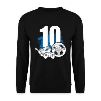 Contrôleur de jeu 10 ans Gamer 10 anniversaire - Sweat-shirt Unisexe - noir - Devant - Alina (178cm) & Michal (187cm)