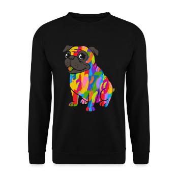 Pug Colorful - Unisex Sweatshirt - black - Front - Alina (178cm) & Michal (187cm)