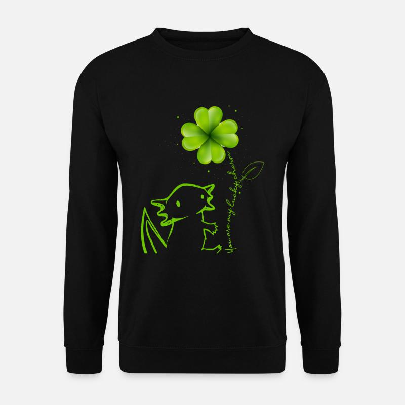 Du bist mein Glücksbringer Axolotl Kleeblatt - Unisex Pullover - Schwarz