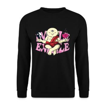 Buddhist Monk Zen Meditation Buddha Om - Unisex Sweatshirt - black - Front - Alina (178cm) & Michal (187cm)
