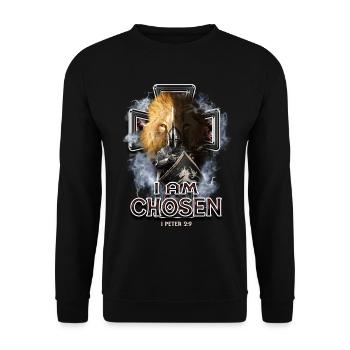 Glaube Jesus Ritter Löwe Bibel Psalm Christentum - Unisex Pullover - Schwarz - Vorne - Alina (178cm) & Michal (187cm)