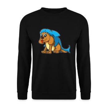 Cute Dog In Shark Costume For Kids - Unisex Sweatshirt - black - Front - Alina (178cm) & Michal (187cm)