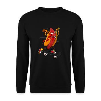 Hotdog Skater Drôle De Patinage Bratwurst - Sweat-shirt Unisexe - noir - Devant - Alina (178cm) & Michal (187cm)