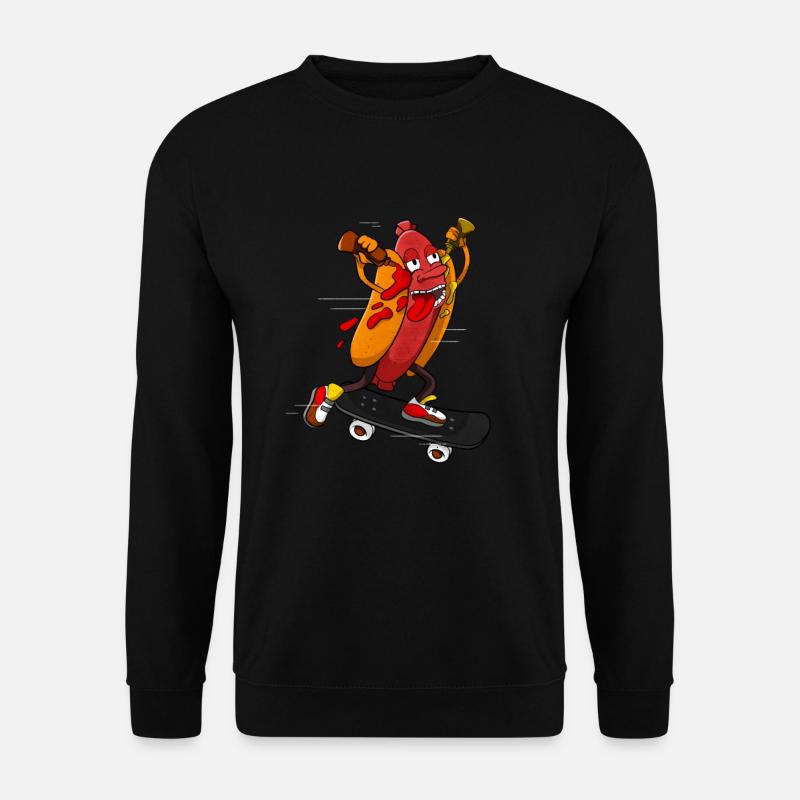 Hotdog Skater Lustige Skating Bratwurst - Unisex Pullover - Schwarz