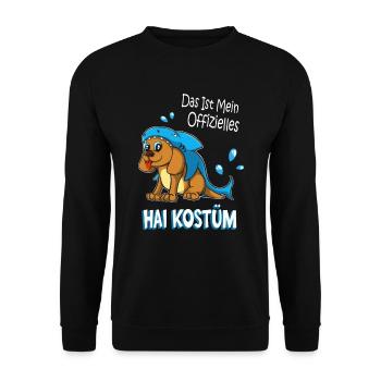 Niedlicher Hund Im Haifisch Kostüm Lustiges Kinder - Unisex Pullover - Schwarz - Vorne - Alina (178cm) & Michal (187cm)
