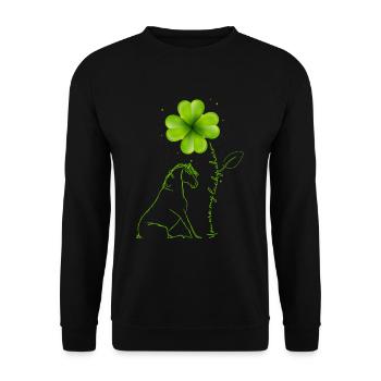 Du bist mein Glücksbringer Pferd Kleeblatt - Unisex Pullover - Schwarz - Vorne - Alina (178cm) & Michal (187cm)