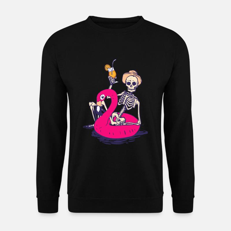 Skelett Cocktail Flamingo Sommer - Unisex Pullover - Schwarz