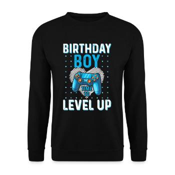 Birthday Boy Time To Level Up Video Game - Unisex Pullover - Schwarz - Vorne - Alina (178cm) & Michal (187cm)