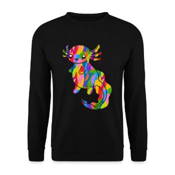 Axolotl Colorful Vintage Rainbow Retro Salamander - Unisex Sweatshirt - black - Front - Alina (178cm) & Michal (187cm)