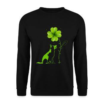 Tu es mon porte-bonheur Berger Chien Cloverleaf - Sweat-shirt Unisexe - noir - Devant - Alina (178cm) & Michal (187cm)