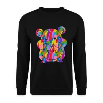 Hamster Colorful Vintage Rainbow Retro Rodent - Unisex Sweatshirt - black - Front - Alina (178cm) & Michal (187cm)