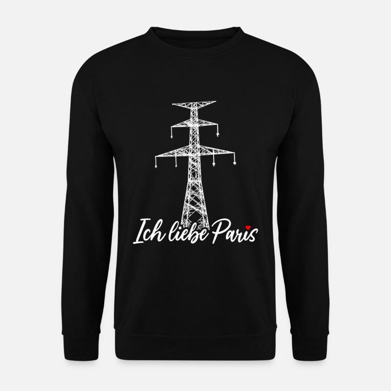 Paris Eiffelturm Strommast Elektriker Satire Liebe - Unisex Pullover - Schwarz