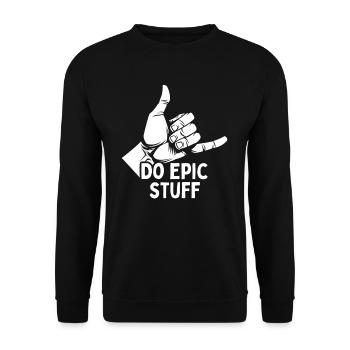 Do Epic Stuff Surfer Surfing Shaka Windsurfer Surf - Unisex Pullover - Schwarz - Vorne - Alina (178cm) & Michal (187cm)