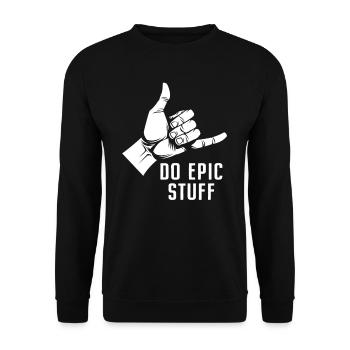 Do Epic Stuff Surfer Surfing Shaka Windsurfer Surf - Unisex Pullover - Schwarz - Vorne - Alina (178cm) & Michal (187cm)