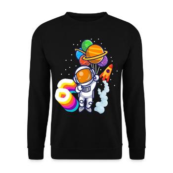 Astronaut 9th Birthday Space Boy Gift - Unisex Sweatshirt - black - Front - Alina (178cm) & Michal (187cm)