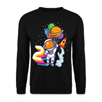 Astronaut 2. Geburtstag Weltraum Jungen Geschenk - Unisex Pullover - Schwarz - Vorne - Alina (178cm) & Michal (187cm)