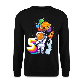 Astronaut 5th Birthday Space Boy Gift - Unisex Sweatshirt - black - Front - Alina (178cm) & Michal (187cm)
