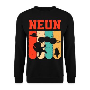Astronaut 9th Birthday Space Boy Gift - Unisex Sweatshirt - black - Front - Alina (178cm) & Michal (187cm)