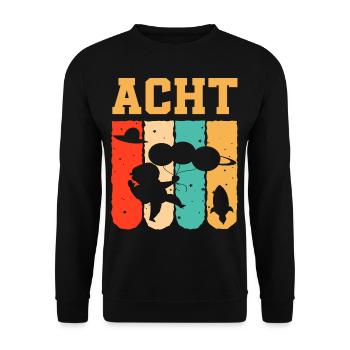 Astronaut 8th Birthday Space Boy Gift - Unisex Sweatshirt - black - Front - Alina (178cm) & Michal (187cm)