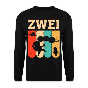 Astronaut 2. Geburtstag Weltraum Jungen Geschenk - Unisex Pullover - Schwarz - Vorne - Alina (178cm) & Michal (187cm)