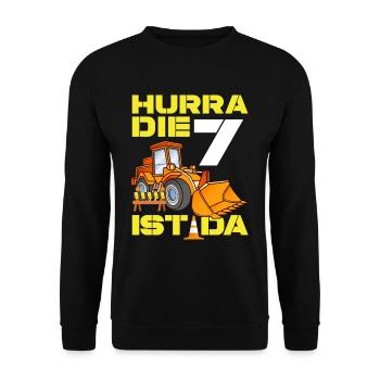 Excavator 7th Birthday Excavator Driver Boy Gift - Unisex Sweatshirt - black - Front - Alina (178cm) & Michal (187cm)