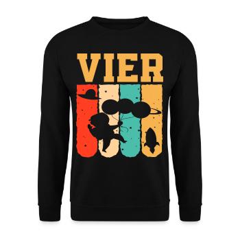 Astronaut 4th Birthday Space Boy Gift - Unisex Sweatshirt - black - Front - Alina (178cm) & Michal (187cm)