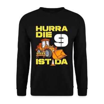 Excavator 9th Birthday Excavator Driver Boy Gift - Unisex Sweatshirt - black - Front - Alina (178cm) & Michal (187cm)