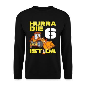 Excavator 6th Birthday Excavator Driver Boy Gift - Unisex Sweatshirt - black - Front - Alina (178cm) & Michal (187cm)