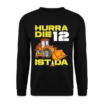 Excavator 12th Birthday Excavator Driver Boy Gift - Unisex Sweatshirt - black - Front - Alina (178cm) & Michal (187cm)