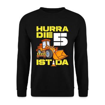 Excavator 5th Birthday Excavator Driver Boy Gift - Unisex Sweatshirt - black - Front - Alina (178cm) & Michal (187cm)