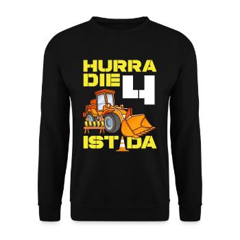 Excavator 4th Birthday Excavator Driver Boy Gift - Unisex Sweatshirt - black - Front - Alina (178cm) & Michal (187cm)