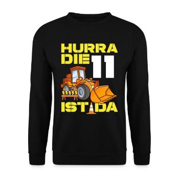 Excavator 11th Birthday Excavator Driver Boy Gift - Unisex Sweatshirt - black - Front - Alina (178cm) & Michal (187cm)