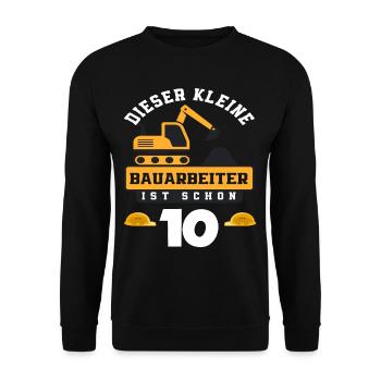 Construction Worker 10th Birthday Excavator Boys Gift - Unisex Sweatshirt - black - Front - Alina (178cm) & Michal (187cm)